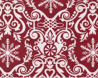 Peppermint Bark Snowflake Damask - Basic Grey - Moda - Christmas Fabric - 3 Color Options - 100% Cotton