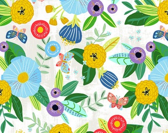 ABCs in Bloom - Blooming Garden - 3 Color Options - Kelly Angelovic - Windham Fabrics - 100% Cotton - Multiples Cut Continuously