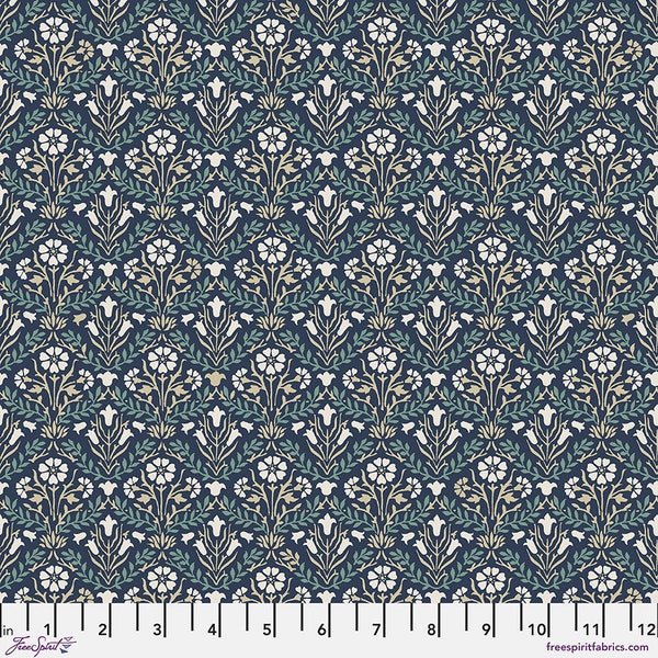 Buttermere - Bellflowers - Navy - Morris & Co - Free Spirit Fabrics - Multiples Cut Continuously - 100% Cotton