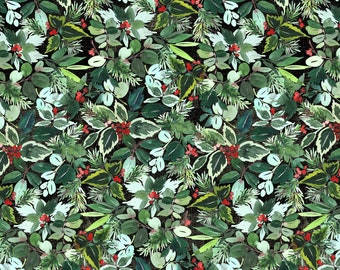 Wonderland - English Holly - FLANNEL - Tim Holtz - Free Spirit Fabrics - Cut From Bolt - Multiples Cut Continuously - 100% Cotton