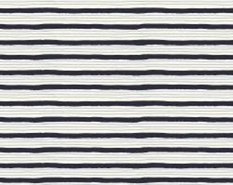 Wallflower - Painterly Stripes - Navy - 1/4 yard