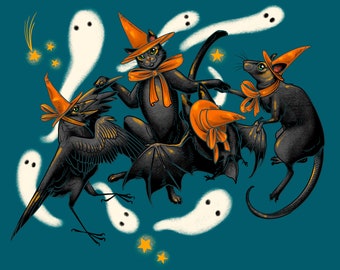 Storybook Halloween Dance Panel - Rachel Hauer - Free Spirit Fabrics - 100% Cotton - Sold by the 36"X44" Panel