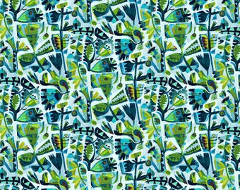 Find The Birds Cieli Blu - Este MacLeod - Free Spirit Fabrics -  - Multiple Quantities Ordered Will Be Cut Continuously - 100% Cotton