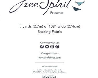 Free Spirit 108" Backing Fabric - Prepackaged 3 Yard Cuts - 4 Options - 100% Cotton