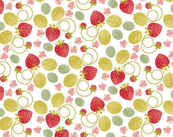 Love You Sew Tossed Strawberries - Nancy Archer - Studio E Fabrics - Cut From Bolt - Multiple Quantities Cut Continuously - 100% Cotton