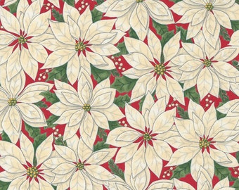 Home Sweet Holidays Poinsettia - White/Green - Moda - 1/4 yard