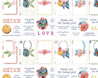 Boho Blooms - Boho Blooms Postcards - Multi - 1/4 yard