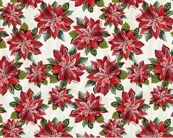 Holiday Greetings - Poinsettias - 2 Color Options - Jean Plout - Windham Fabrics - 100% Cotton - Multiples Cut Continuously