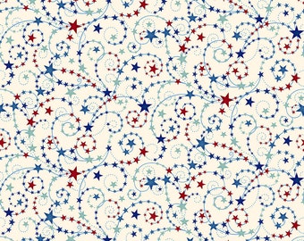 Liberty Hill - Swirling Stars - 2 Color Options - Henry Glass - 100% Cotton - *Multiple Quantities Cut In One Continuous Piece*
