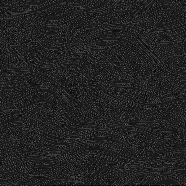 Color Movement - Black - Kona Bay/In The Beginning Fabrics - Blender - Swirls - 100% Cotton - Cut From Bolt - Multiples Cut Continuously