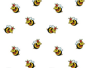 Alpha-Babies -  Tossed Bees - Henry Glass - 100% Cotton - *Multiple Quantities Cut In One Continuous Piece*