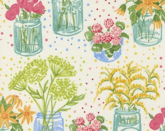 Wild Blossoms Canning Jars & Florals - Moda Fabrics - 3 Color Options - 100% Cotton