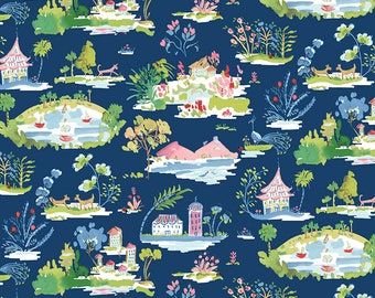 Ladybird - Tiny Scenes - Blue - Free Spirit - 1/4 yard