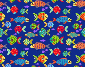 Pond Life -  Fish - Elsie Ess - Blank Quilting - Cut From Bolt - Multiple Quantities Cut Continuously - 100% Cotton