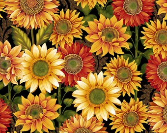 Autumn Flourish Large Sunflowers - Studio E - Art Loft - Fall Colors - 100% Cotton Fabric