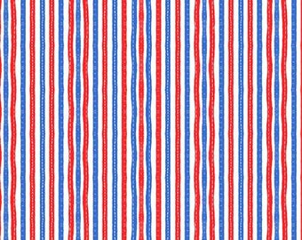 America the Beautiful Stitched Stripe - Multi - Clothworks - 1/4 yard