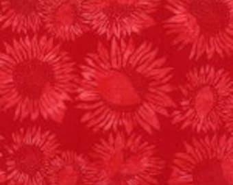 Cherry Pie Sunflower - Red - Hoffman Bali Batiks - Multiples Ordered Will Be Cut Continuously - 100% Cotton