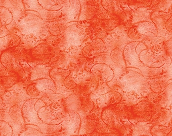 Painter's Watercolor Swirl - Coral - 1/4 yard