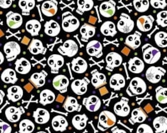 Halloween Party - Spooky Skulls- Digitally Printed Fabric - Kanvas Studio - 100% Cotton