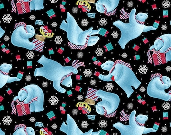 12 Days of Christmas - Polar Bear and Gift - Studio E Fabrics - 100% Cotton