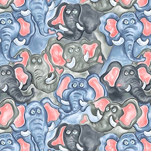 Jungle Buddies - Elephants - Blank Quilting - Cut From Bolt - Multiple Quantities Cut Continuously - 100% Cotton