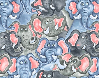 Jungle Buddies - Elephants - Blank Quilting - Cut From Bolt - Multiple Quantities Cut Continuously - 100% Cotton