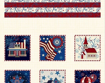 Liberty Hill - Flag Panel - Color Principle - Henry Glass - 100% Cotton - Sold by the 24"X44" Panel