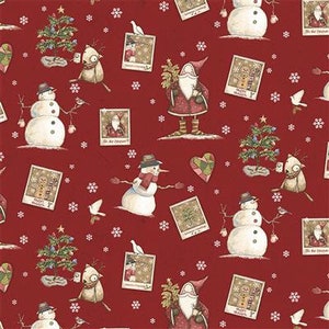 Carte postale des fêtes de Noël en toile - 3 couleurs au choix - Clothworks - Robin Davis Studio - 100 % coton