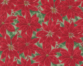 Home Sweet Holidays Poinsettias - Red/Green - Moda - 1/4 yard