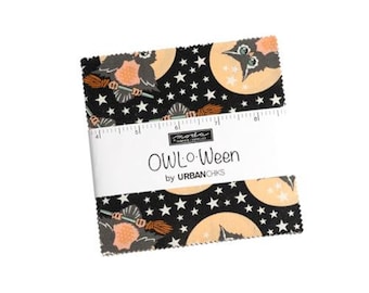 Owl O Ween Charm Pack - Urban Chiks - Moda - 42 - 5" Squares - 100% Precut Fabric