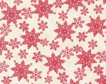Home Sweet Holidays Snowflakes - White/Red - Moda - 1/4 yard