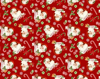 Peppermint Candy Tossed Santa & Candy - Michel Design Works - Northcott - 2 Color Options - 100% Cotton