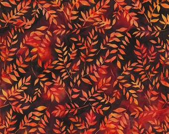 Camp Fire Batiks - Leaf - Fire - Hoffman Bali Batiks - Multiples Cut Continuously - 100% Cotton