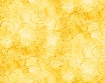 Painter's Watercolor Swirl - Yellow - 1/4 yard