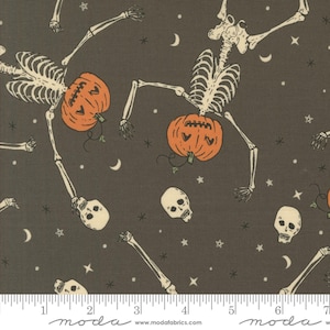 Home Sweet Haunt - Dancing Pumpkin Skeletons - 2 Color Options - Stacy Iest Hsu - Moda Fabrics - 100% Cotton - Multiples Cut Continuously