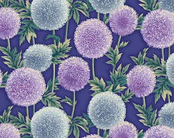 Flower Festival Globe Thistles - Benartex - 2 Color Options - 100% Cotton- One Block Wonder - Kaleidoscope