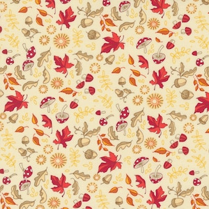 Forest Frolic - Leaves, Mushrooms, & Acorns - Robin Pickens - Moda - 4 Color Options - 100% Cotton - Multiples Cut Continuously
