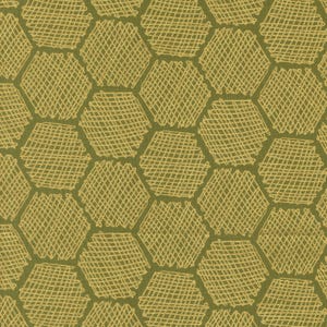 Bee Garden - Honeycomb - Ivy Metallic - Gingiber - Moda Fabrics - 100% Cotton - Multiple Quantities Will Be Cut Continuously