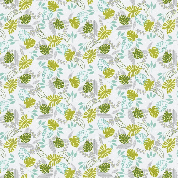 Born To Roar Tropical Leaf - Henry Glass - Cut From Bolt - Multiple Quantities Cut Continuously - 100% Cotton