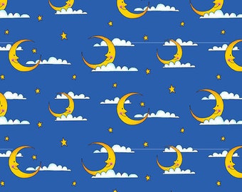 Alpha-Babies -  Moons And Clouds - Henry Glass - 100% Cotton - *Multiple Quantities Cut In One Continuous Piece*