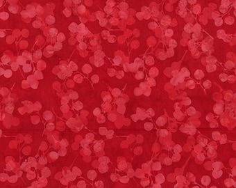 Cherry Pie Eucalyptus - Red - Hoffman Bali Batiks - Multiples Ordered Will Be Cut Continuously - 100% Cotton