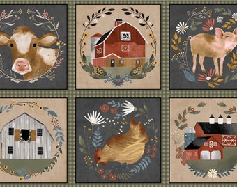 Farm Country - Block Panel - Laura Konyndyk - Blank Quilting - Sold By The 24"X44" Panel - 100% Cotton