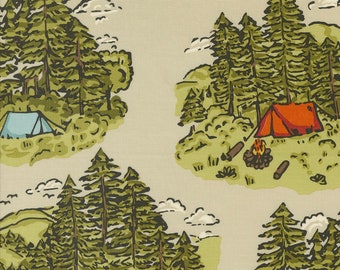 The Great Outdoors - Vintage Camping Landscape - 4 Color Options  - Stacy Iest Hsu - Moda Fabrics - 100% Cotton - Multiples Cut Continuously