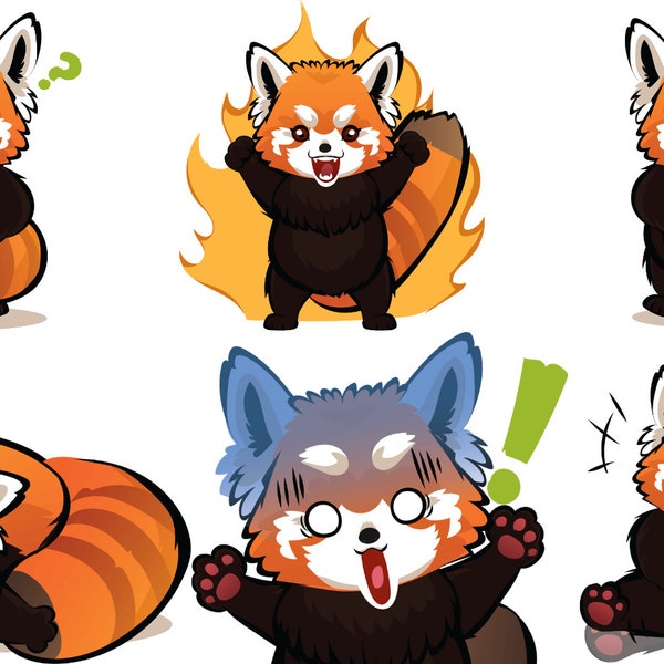 40 Cute Red Panda Bundle Clipart - Kawaii Red Pandas - Expressive Red Panda Set - High-Quality PNGs - Instant Download - Kawaii Clipart