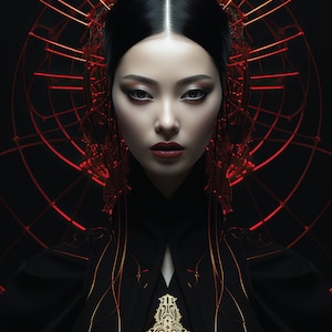 Satsuki Empress - Digital Download, AI Art, Printable Wall Art, Asian Woman Photograph, Goddess Wall Decor