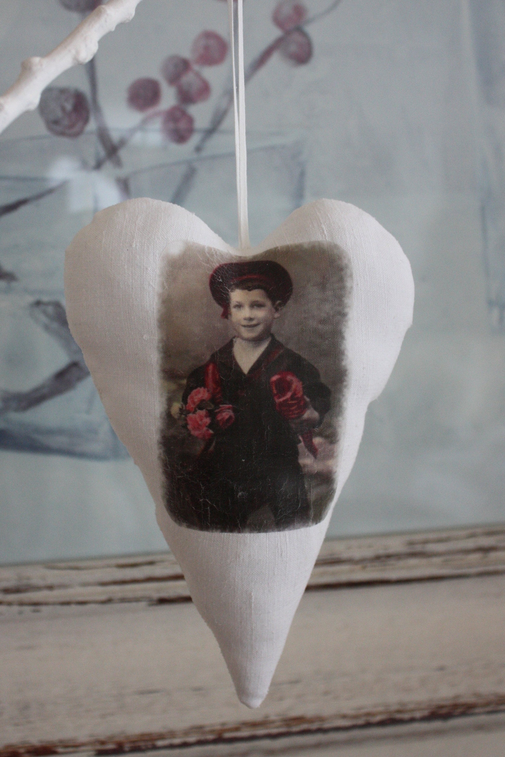 Coeur Deco Vintage en Coton Blanc