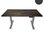 AnthroDesk Pogrammable Grey Dual Motor Electric Standing Desk with Reclaimed Elm Solid Wood Tabletop