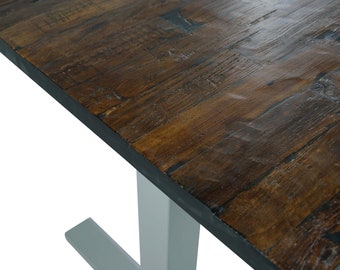 48" Reclaimed Elm Solid Wood Top with AnthroDesk Electric Standing Desk (48" x 30" x 1.25" inches)