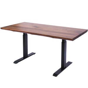 60" Wide Live Edge Solid Wood Walnut with AnthroDesk Motorized Electric Standing Desk (60" x 30" x 1.75" inches)