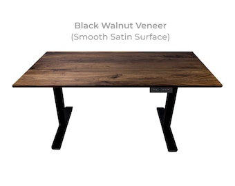 60" Walnut Veneer Real Wood Table Top with AnthroDesk Electric Standing Desk (60" x 30" x 1" inches)